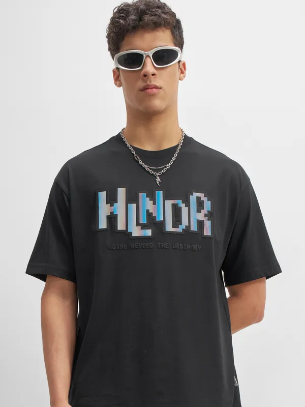Highlander Men Black Printed Round Neck T-Shirt