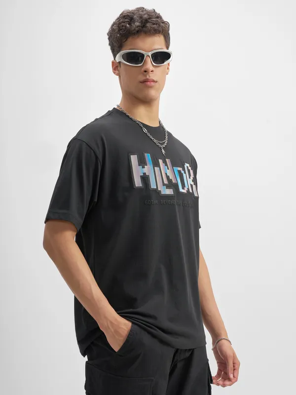 Highlander Men Black Printed Round Neck T-Shirt
