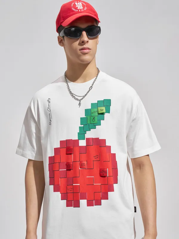 Highlander Men White Printed Round Neck T-Shirt