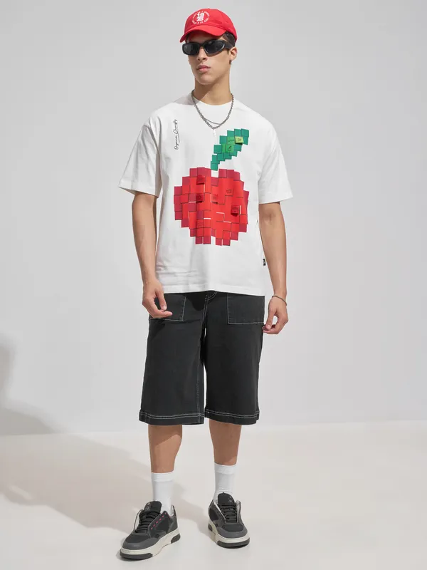 Highlander Men White Printed Round Neck T-Shirt