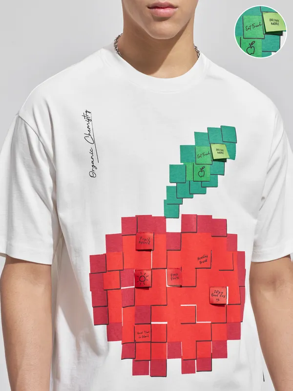 Highlander Men White Printed Round Neck T-Shirt