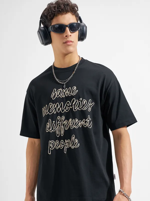 Highlander Men Black Printed Round Neck T-Shirt