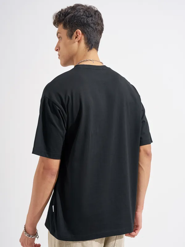 Highlander Men Black Printed Round Neck T-Shirt