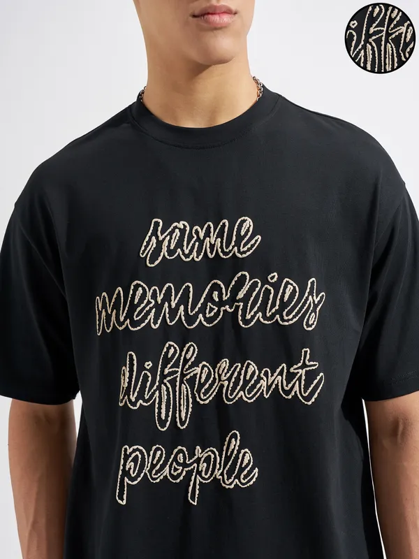 Highlander Men Black Printed Round Neck T-Shirt