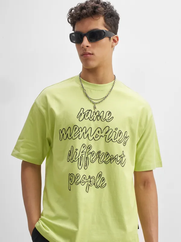 Highlander Men Green Printed Round Neck T-Shirt