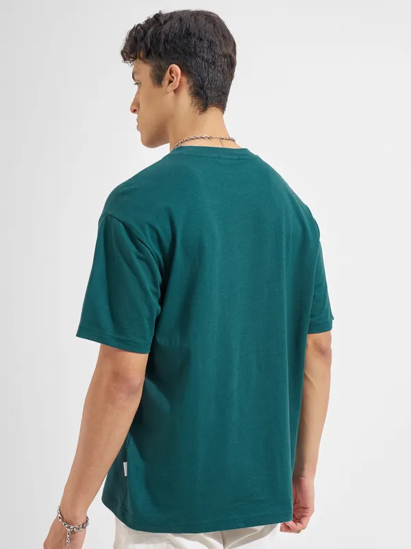 Highlander Men Green Printed Round Neck T-Shirt