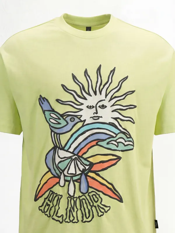 Highlander Men Green Printed Round Neck T-Shirt