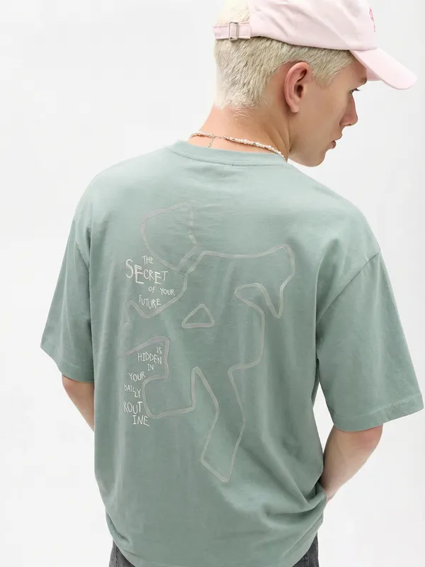 Highlander Men Green Printed Round Neck T-Shirt