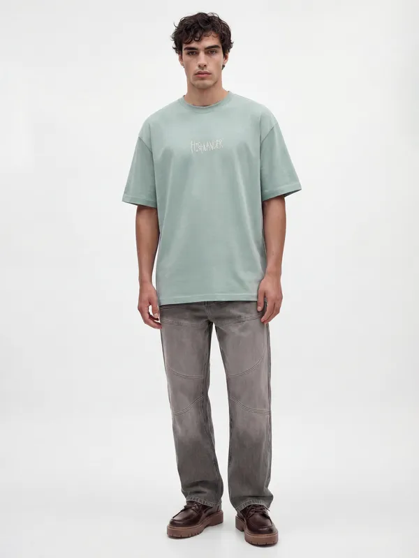 Highlander Men Green Printed Round Neck T-Shirt