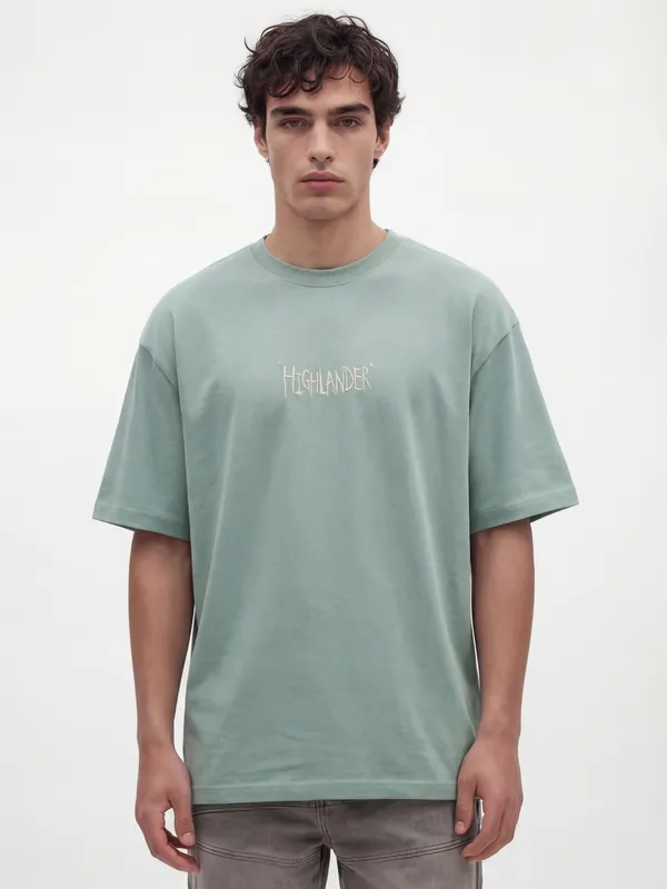 Highlander Men Green Printed Round Neck T-Shirt