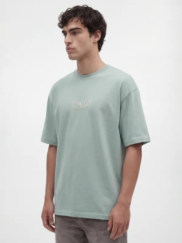 Highlander Men Green Printed Round Neck T-Shirt