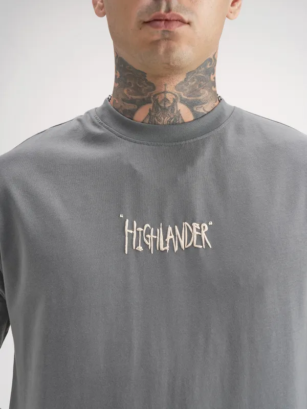 Highlander Men Grey Printed Round Neck T-Shirt