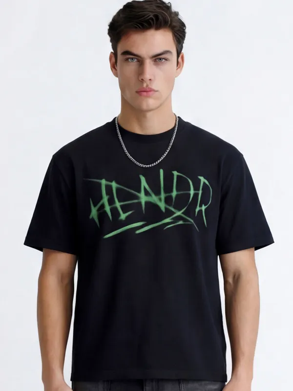 Highlander Men Black Printed Round Neck T-Shirt