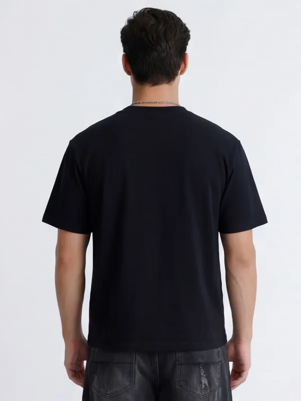 Highlander Men Black Printed Round Neck T-Shirt