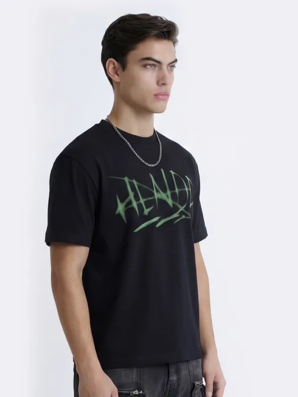 Highlander Men Black Printed Round Neck T-Shirt
