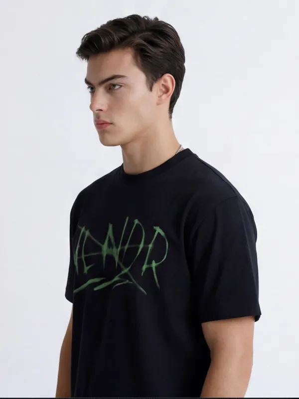 Highlander Men Black Printed Round Neck T-Shirt