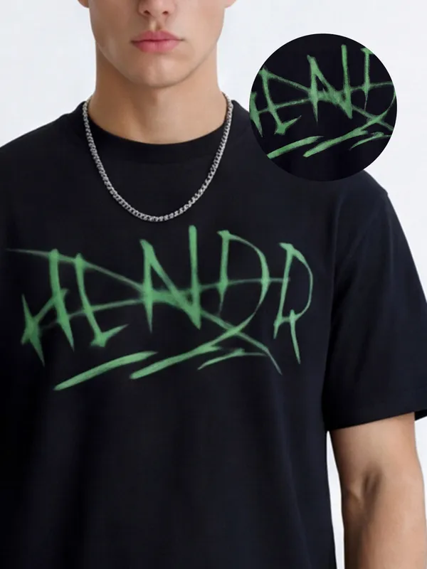 Highlander Men Black Printed Round Neck T-Shirt