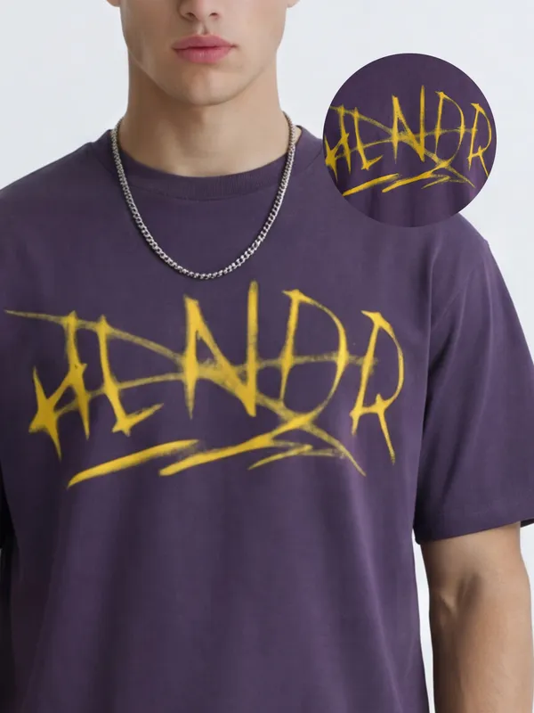 Highlander Men Purple Printed Round Neck T-Shirt