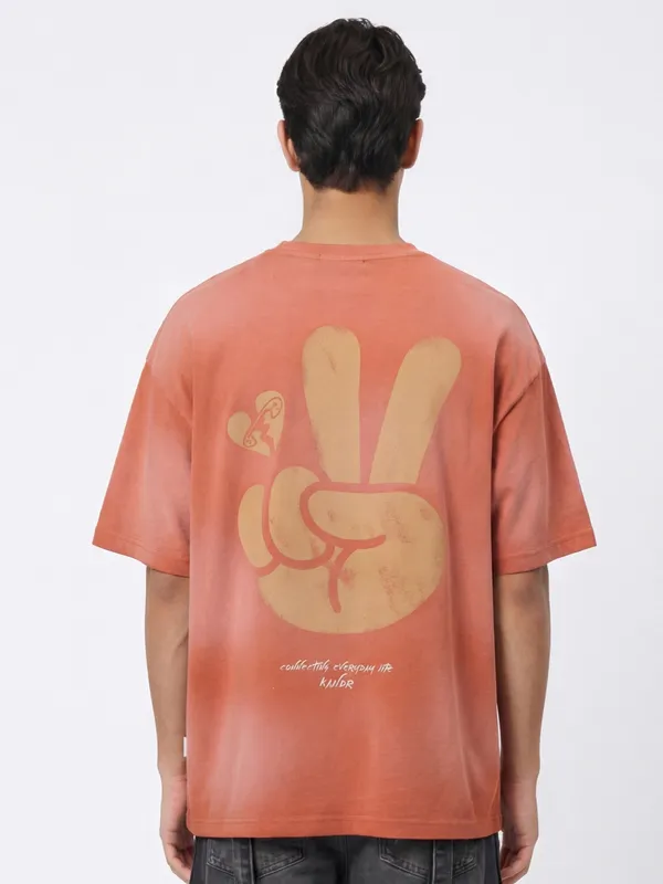 Highlander Men Brown Printed Round Neck T-Shirt