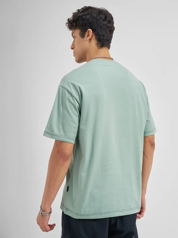 Highlander Men Green Applique Round Neck  T-Shirt