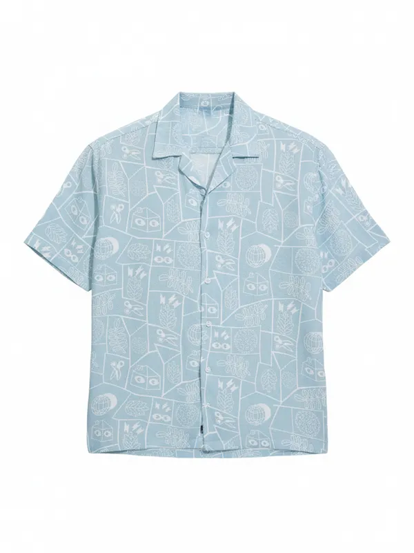 Highlander Men Blue Printed Relaxed Fit Casual Shirt