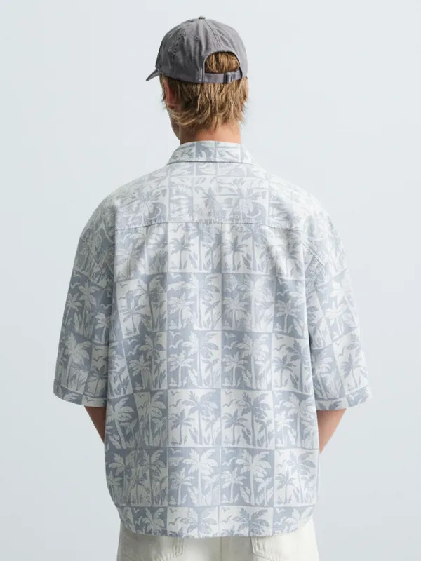 Highlander Men Blue Printed Relaxed Fit Casual Shirt