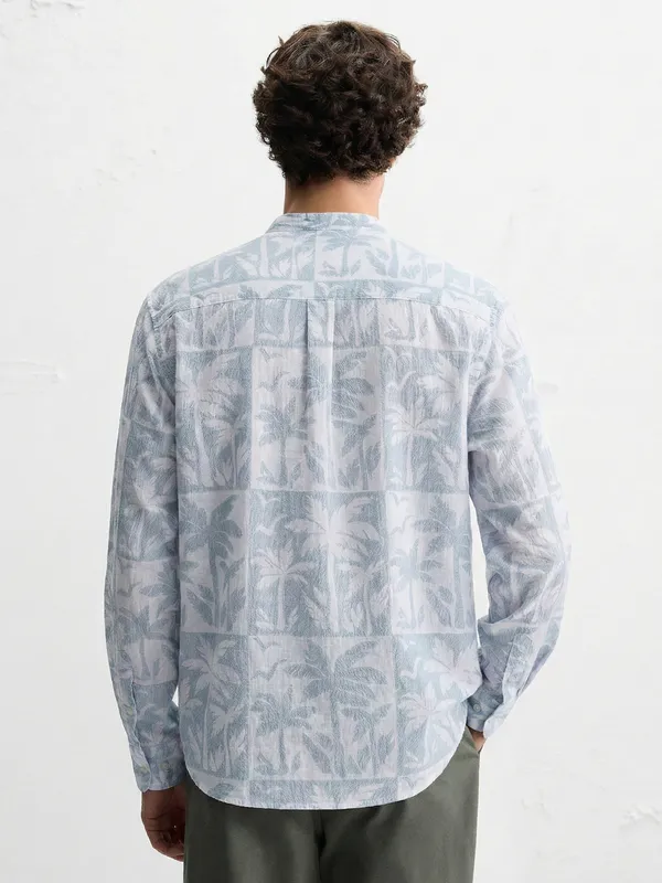 Highlander Men Blue Printed Regular Fit Casual Shirt