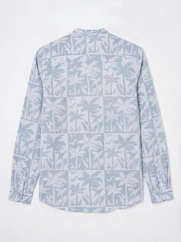 Highlander Men Blue Printed Regular Fit Casual Shirt