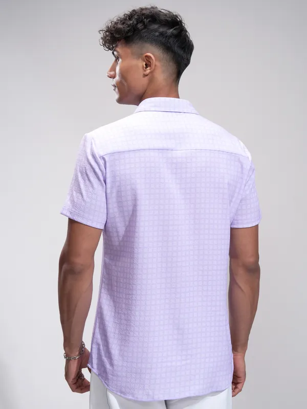 Highlander Men Lavender Checked Regular Fit Casual Shirt