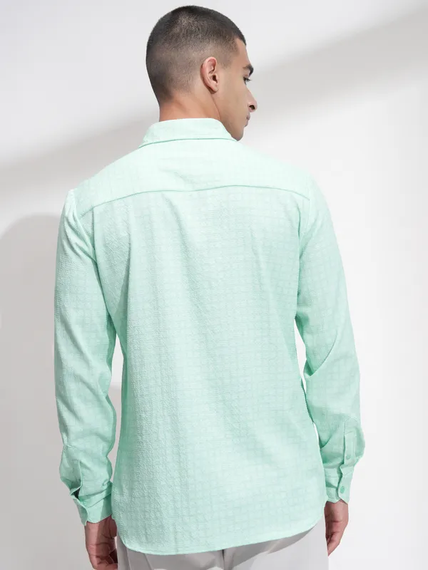 Highlander Men Green Checked Regular Fit Casual Shirt