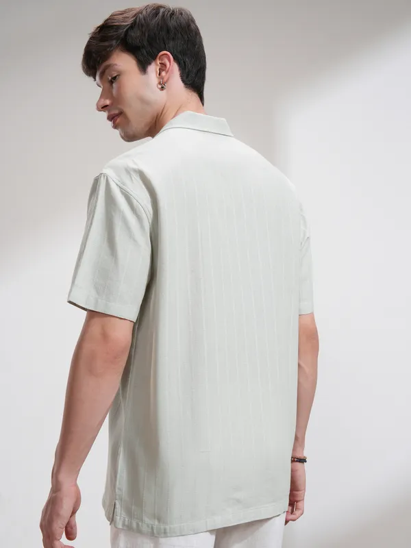 Highlander Men Grey Self Design Relaxed Fit Casual Shirt