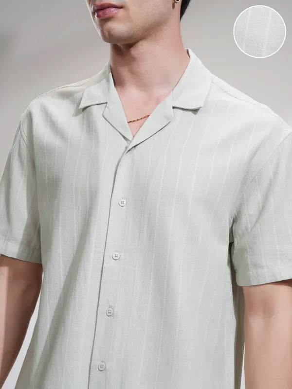 Highlander Men Grey Self Design Relaxed Fit Casual Shirt