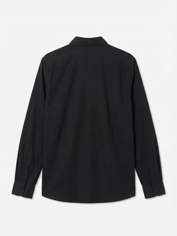 Highlander Men Black Self Design Slim Fit Casual Shirt