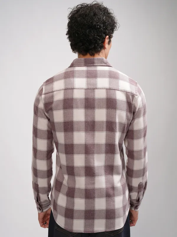 Highlander Men Maroon Checked Slim Fit Casual Shirt