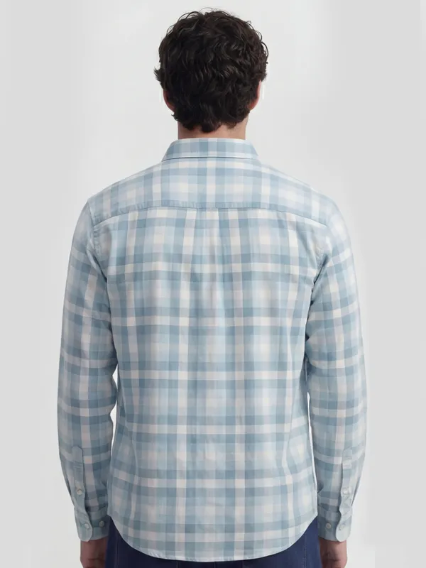 Highlander Men Blue Checked Slim Fit Casual Shirt