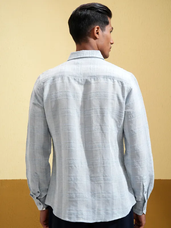 Highlander Men Blue Checked Slim Fit Casual Shirt