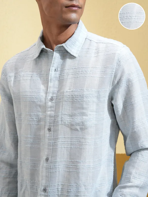 Highlander Men Blue Checked Slim Fit Casual Shirt