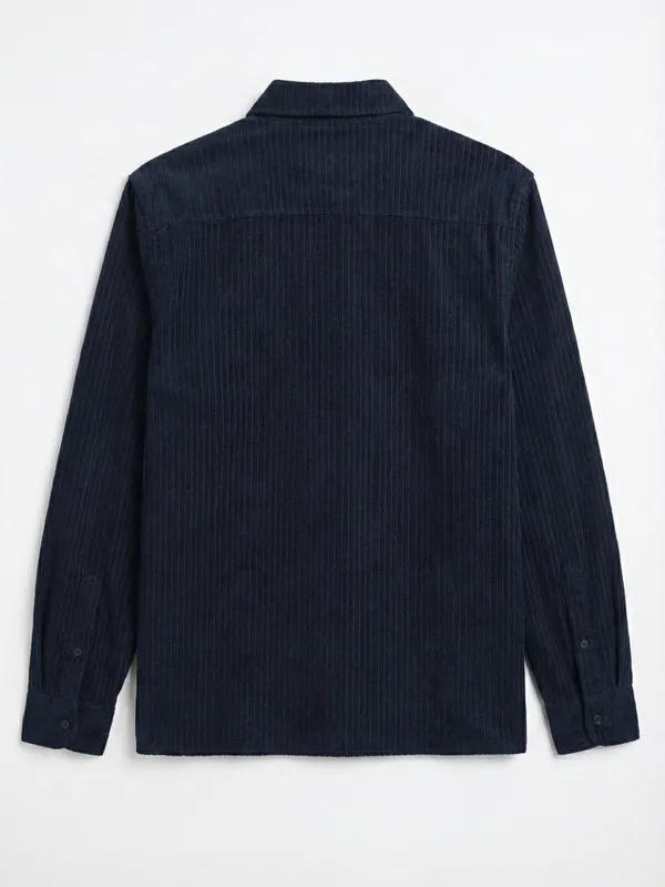 Highlander Men Navy Blue Self Design Slim Fit Casual Shirt