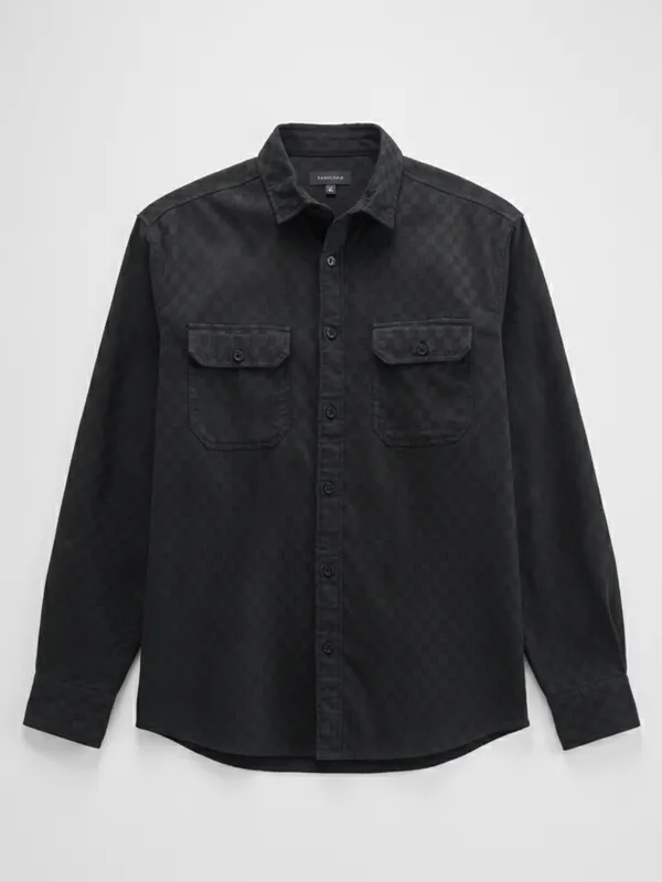 Highlander Men Black Self Design Relaxed Fit Casual Shirt