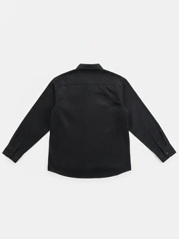 Highlander Men Black Self Design Relaxed Fit Casual Shirt