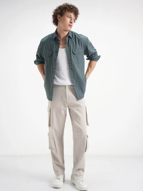 Highlander Men Blue Checked Relaxed Fit Casual Shirt