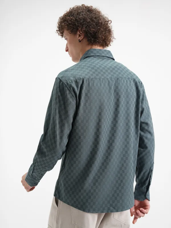 Highlander Men Blue Checked Relaxed Fit Casual Shirt