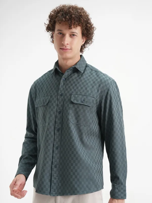 Highlander Men Blue Checked Relaxed Fit Casual Shirt