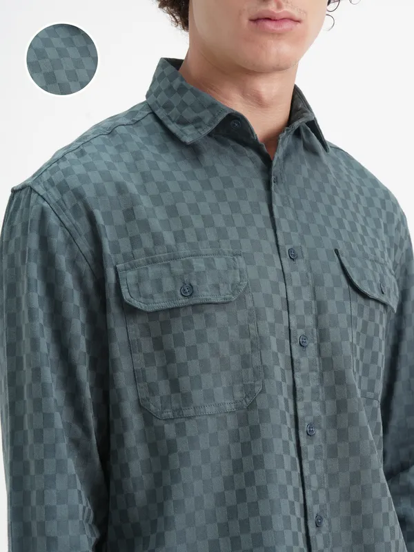 Highlander Men Blue Checked Relaxed Fit Casual Shirt