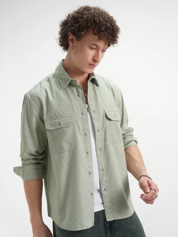 Highlander Men Green Checked Relaxed Fit Casual Shirt