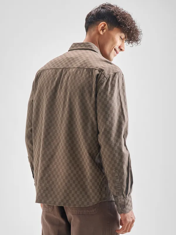 Highlander Men Self Design Relaxed Fit Casual Shirt