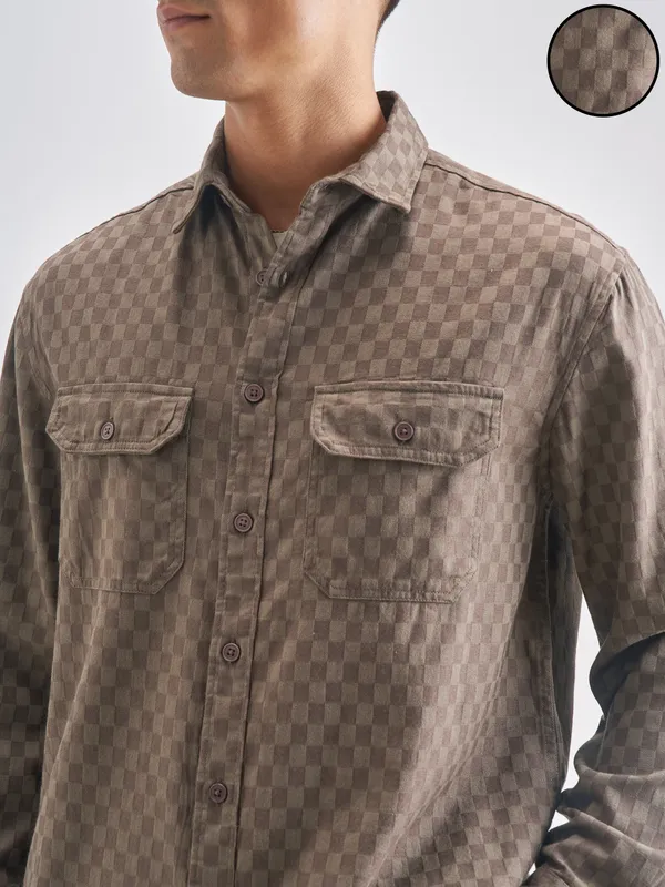 Highlander Men Self Design Relaxed Fit Casual Shirt