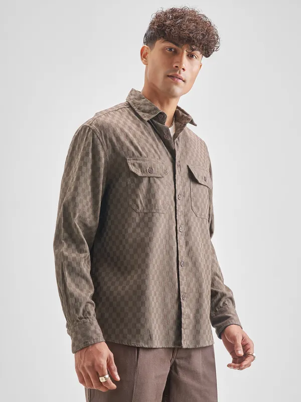 Highlander Men Self Design Relaxed Fit Casual Shirt