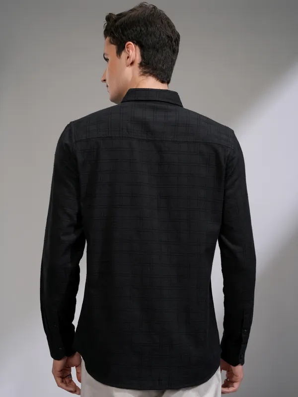 Highlander Men Black Checked Slim Fit Casual Shirt