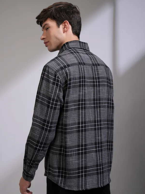 Highlander Men Black Checked Relaxed Fit Casual Shirt